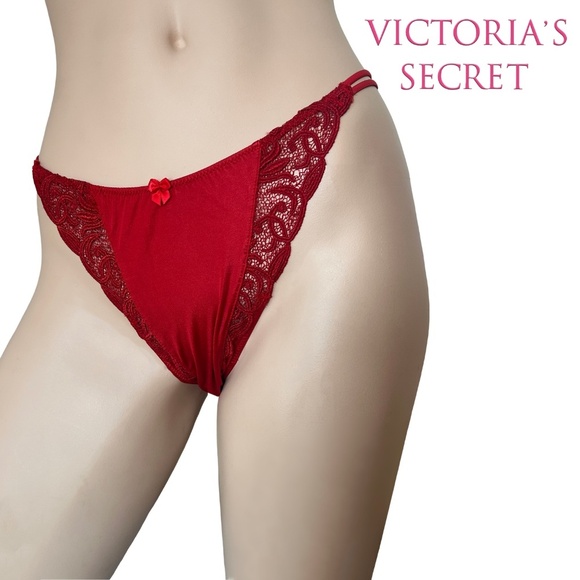 RARE Victoria's Secret Second Skin Satin Lace Double String Bikini Panties NWT - Picture 1 of 12